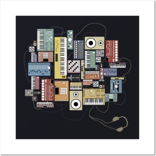 Electronic Musician Synthesizers and Drum Machine Dj Posters and Art